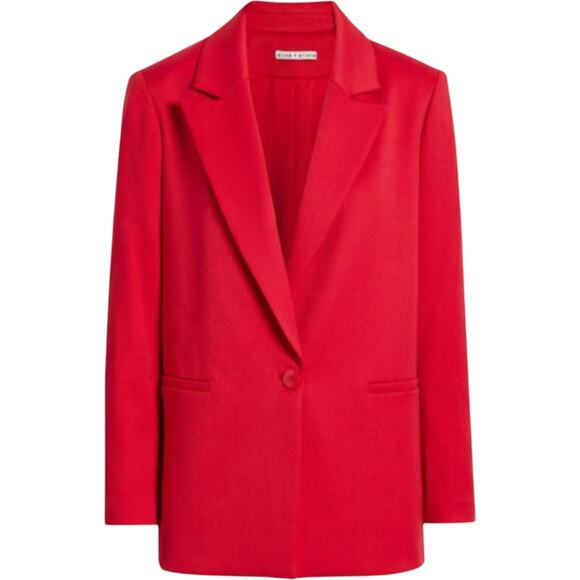 ALICE + OLIVIA DENNY NOTCH COLLAR RED BOYFRIEND BLAZER sz 12 NWT - Picture 11 of 11